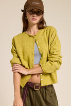 GOLDEN Pilialoha Essential Button Down Cardigan Top Dijon