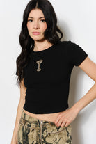 Golden Suravi Martini Bead Tee in Black