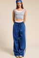 GOLDEN Vera Wide Leg Track Pants With Side Stripes Blue