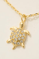 GOLDEN Step by Step - Gold Dipped Cz Pave Turtle Pendant Necklace