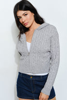 Golden Sorcha Zip Up Cable Knit Cardiagn in Grey - Grey