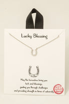 GOLDEN Lucky Blessing - Gold Dipped Cz Pave Western Horse Shoe Pendant Necklace