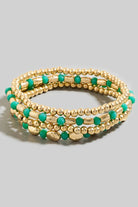 GOLDEN Minuet Faceted and Metallic Beaded Bracelet Set Turquoise