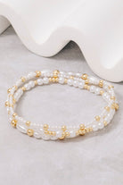 GOLDEN Roselle Mixed Pearl and Metallic 3 Piece Beaded Bracelet Set