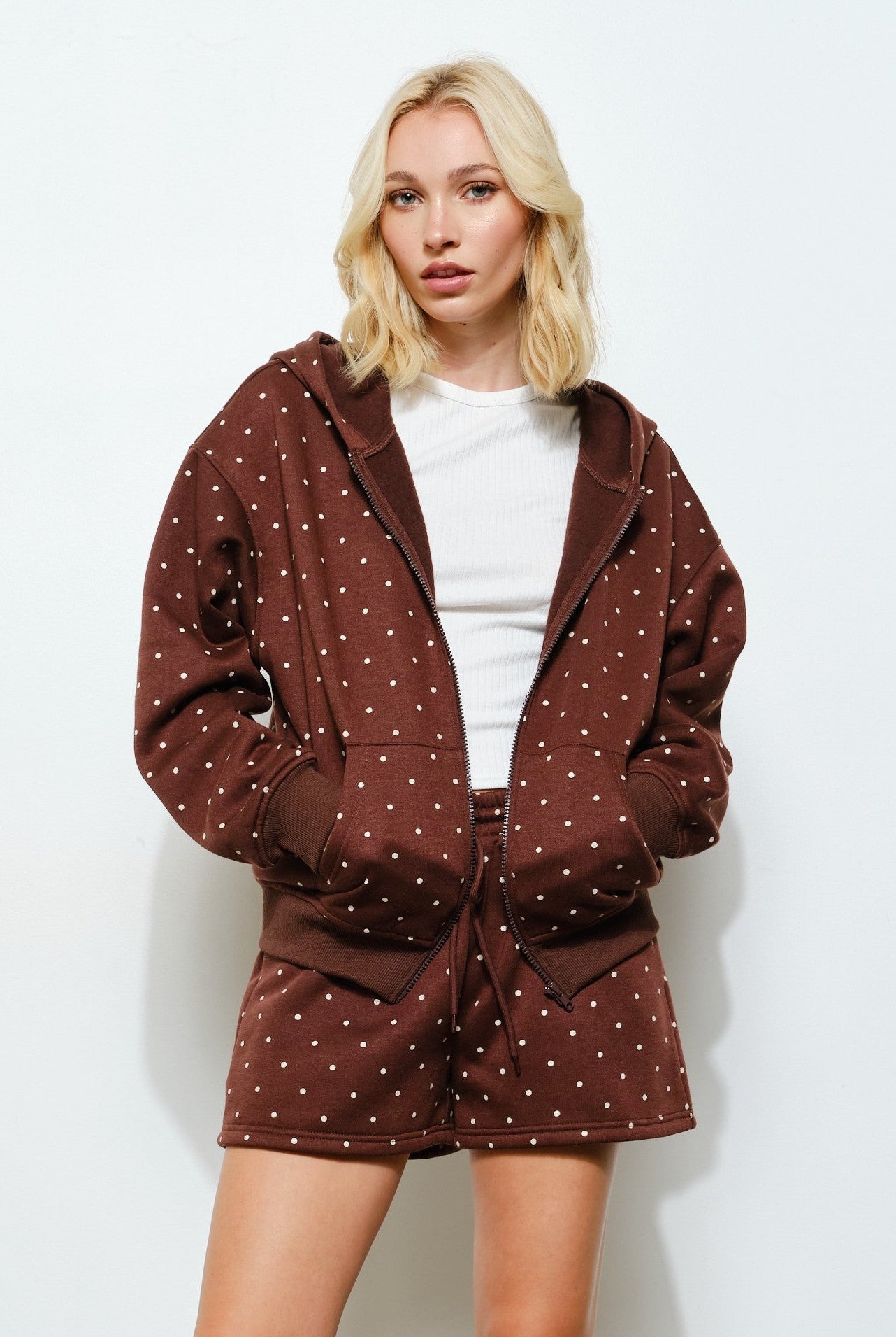 Golden Bambi Polkadot Zip Up Hoodie