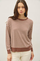 GOLDEN Dominique Striped Sweater Top Brown
