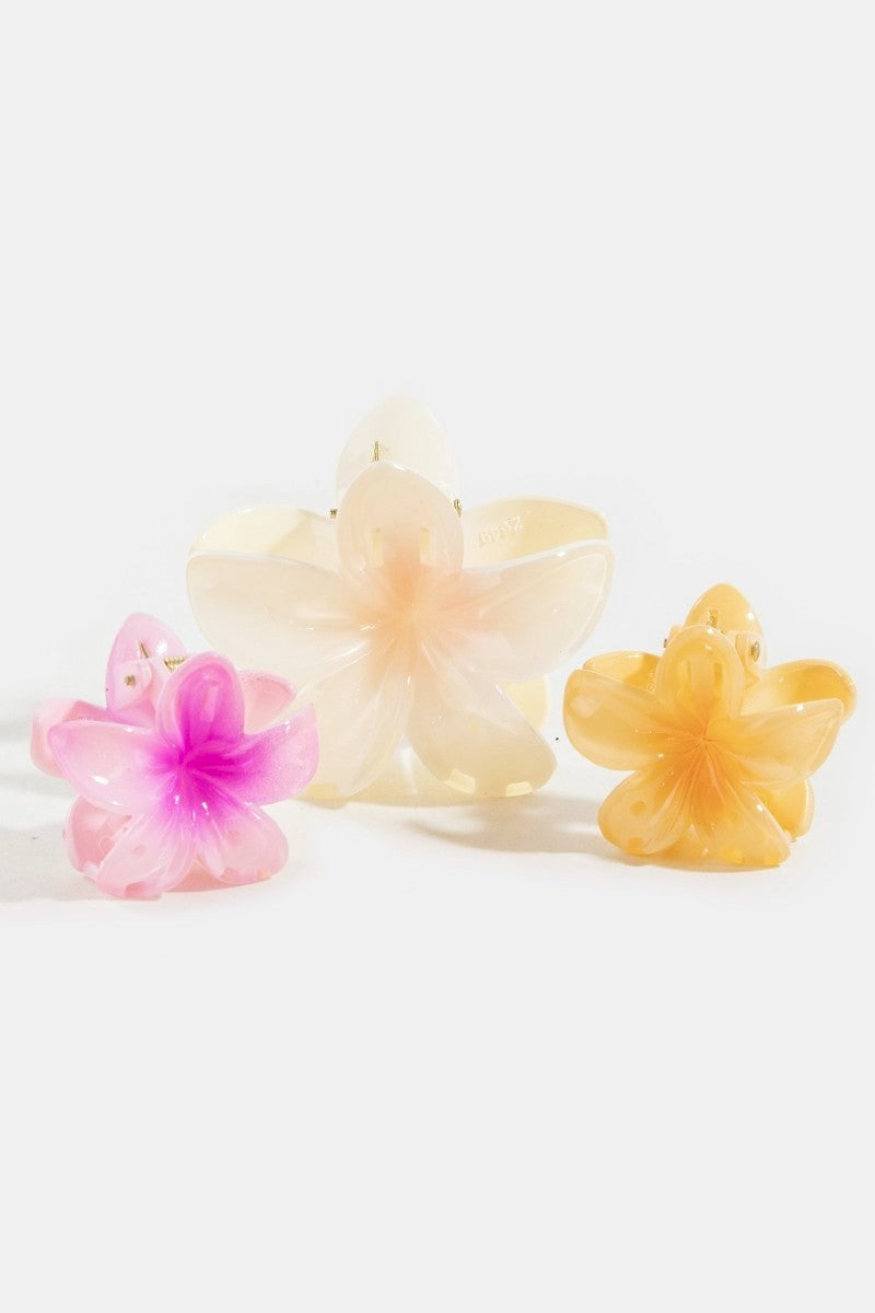 GOLDEN Mixed Size 3pc Gradient Flower Hair Claw Set