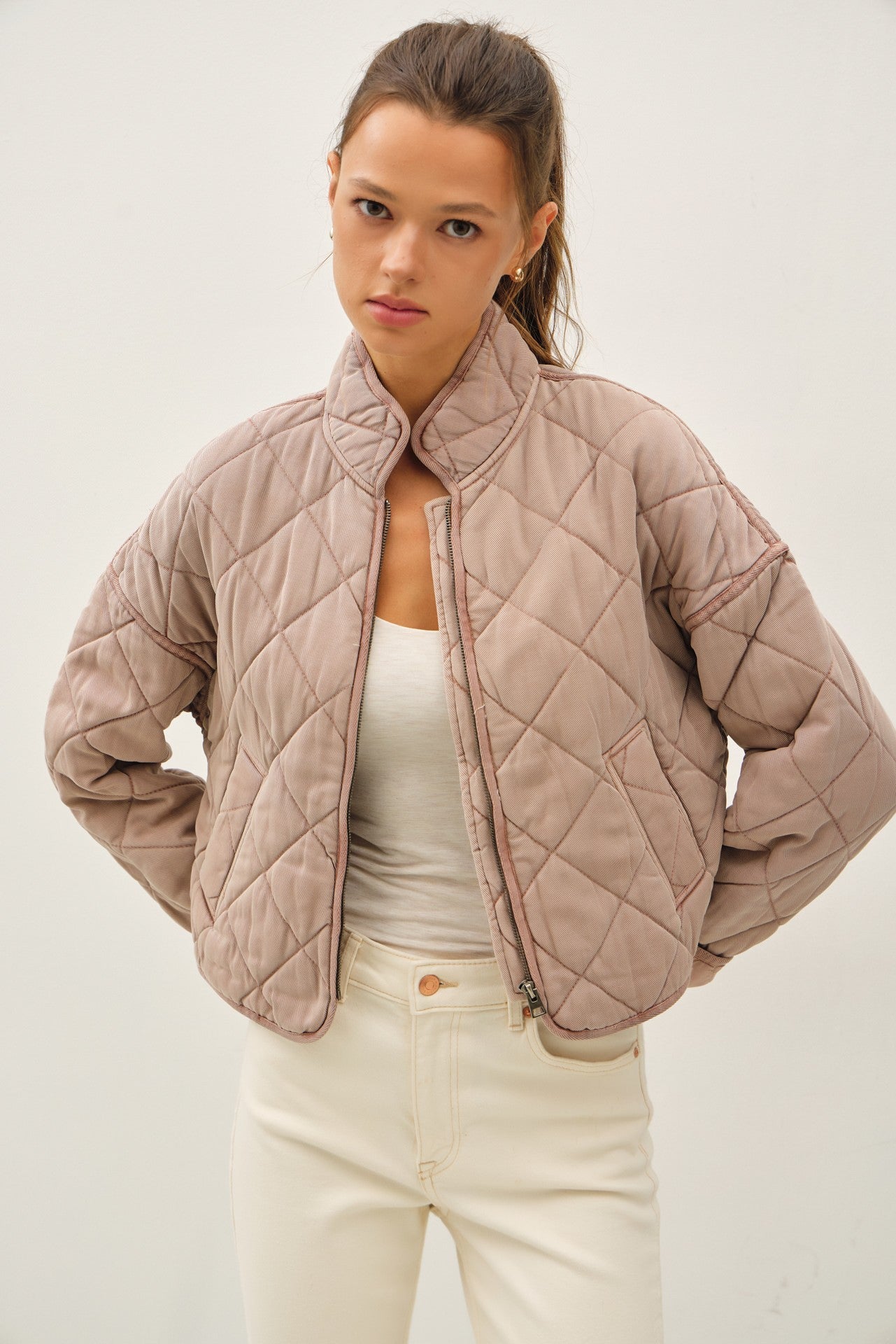 Golden Pearla Quilted Utility Jacket