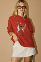 Golden Justina Reindeer Sweater - Vintage Red