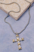 GOLDEN Cadence Two Tone CZ Cross Pendant Necklace