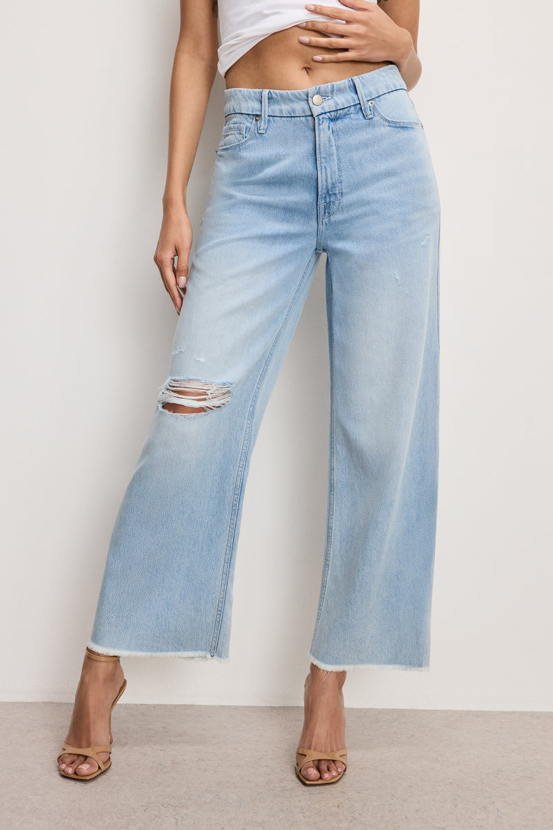 Good American Weightless Good Skate Wide Cropped Jeans in Indigo959