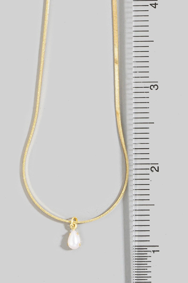 GOLDEN Tiphane Dainty Snake Chain Teardrop Pendant Necklace