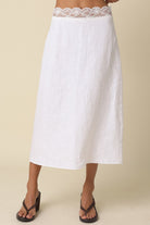 GOLDEN Lacey Linen Lace-trim Maxi Skirt