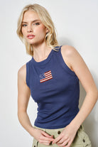 GOLDEN Hana Flag Beaded Tank Navy
