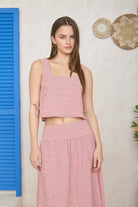 GOLDEN Winnie Plaid Sleeveless Side Tie Detail Crop Top Red