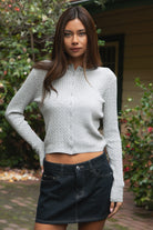 GOLDEN Kristy Cable Knit Cardigan Heather Grey