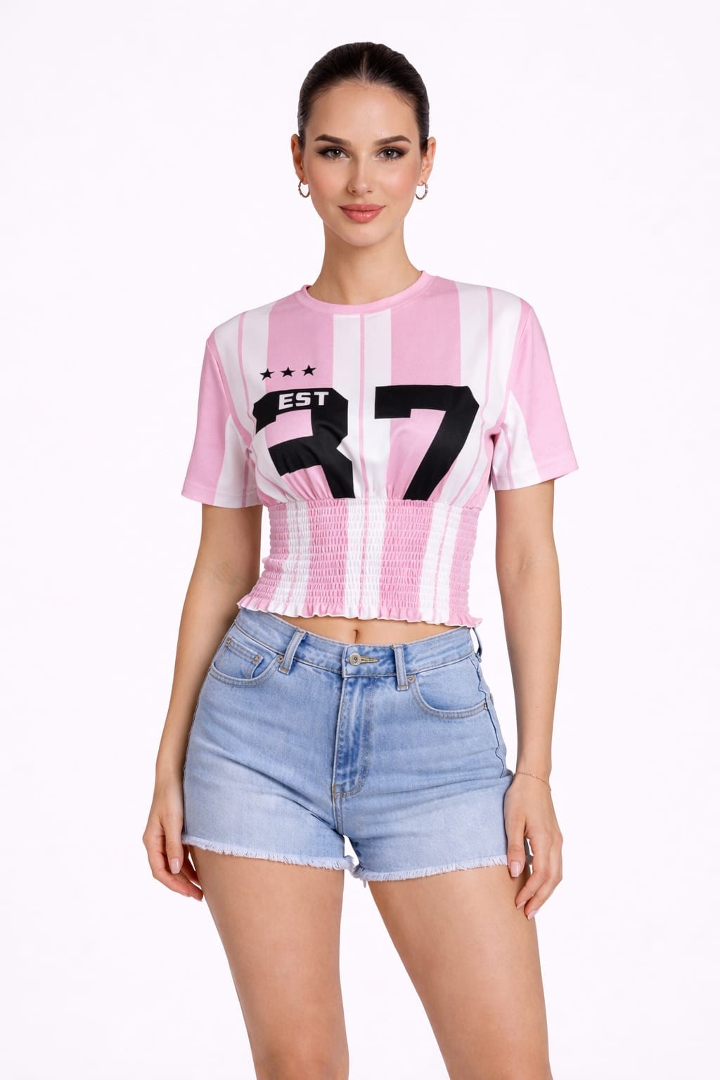 YAZ. Kyla Sporty Chic Shirred Crop Top Pink