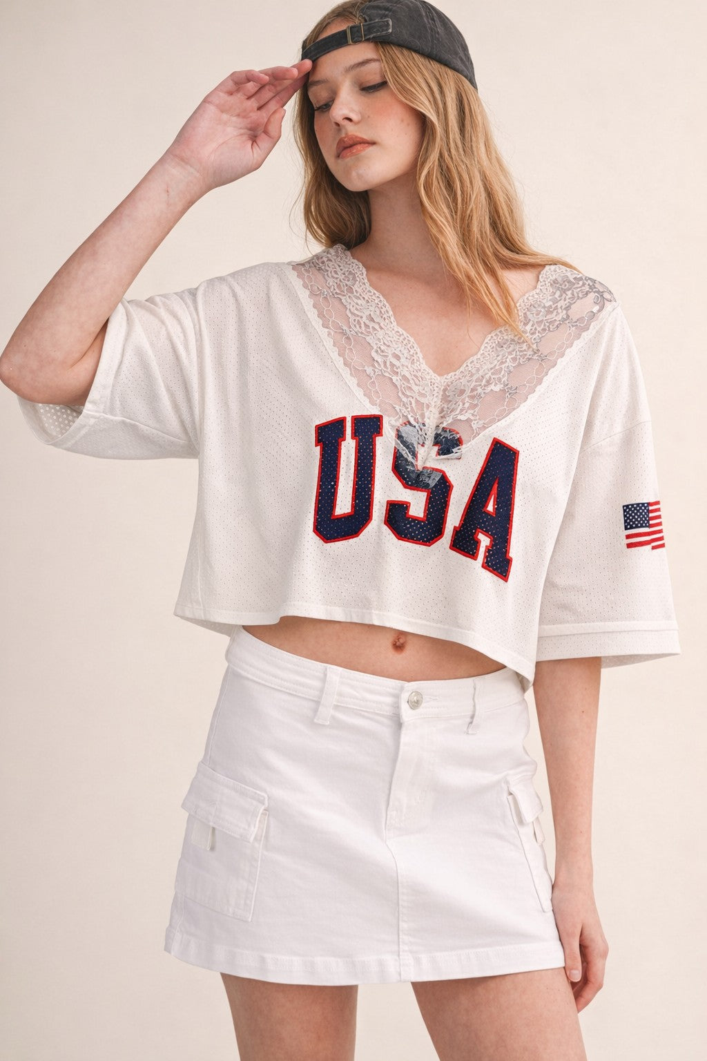 YAZ. Athene USA Lace V Neck Jersey
