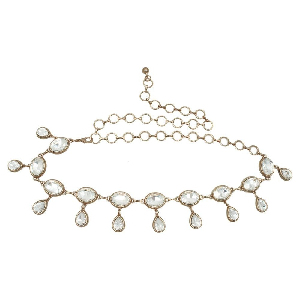 YAZ. It's Raining Men Rhinestone Circle And Teardrop Link Belt Burnished Gold