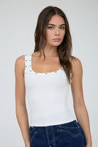 GOLDEN Kirrily Stud Detail Tank Top Ivory