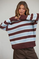 GOLDEN Frankie Contrast Striped Roll Neck Sweater