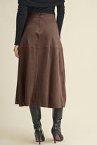 SJG Drawstring Suede A-Line Skirt by SJG