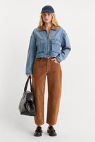 Good American The Denim Swing Cropped Jacket by Good American
