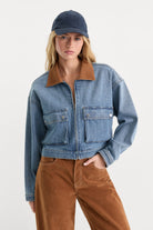Good American The Denim Swing Cropped Jacket