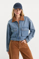 Good American The Denim Swing Cropped Jacket