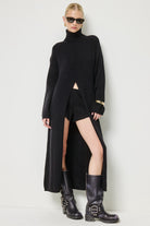 YAZ. Ydalia Turtleneck Tunic Sweater Dress With Slit Black