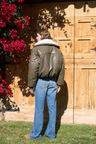 Moon River Contrast Sherpa Puffer Leather Jacket by Moon River