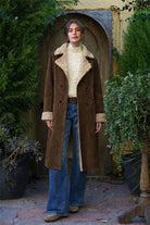 Moon River Contrast Double Breasted Faux Fur Suede Coat by Moon River