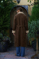 Moon River Contrast Double Breasted Faux Fur Suede Coat by Moon River