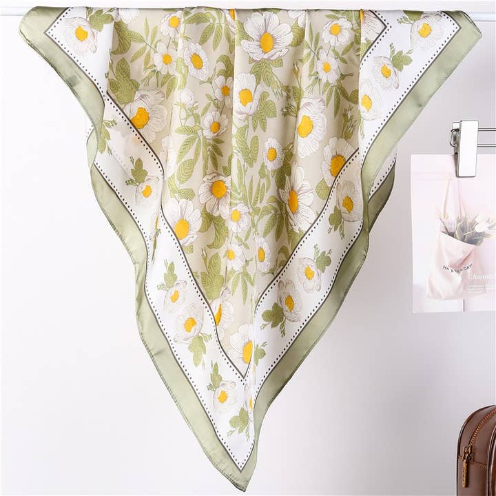 JOSSLYN by Wall to Wall Spring Meadow Daisy Silky Feel Banada Scarf | 40SC713