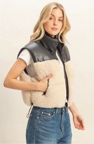 HYFVE  Sherpa Pu Puffer Vest in Cream