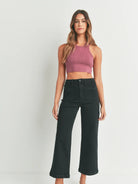 Just Black Denim Patch Pocket Wide Leg in Black