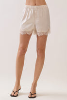 GOLDEN Joske Satin Lace Shorts Champagne