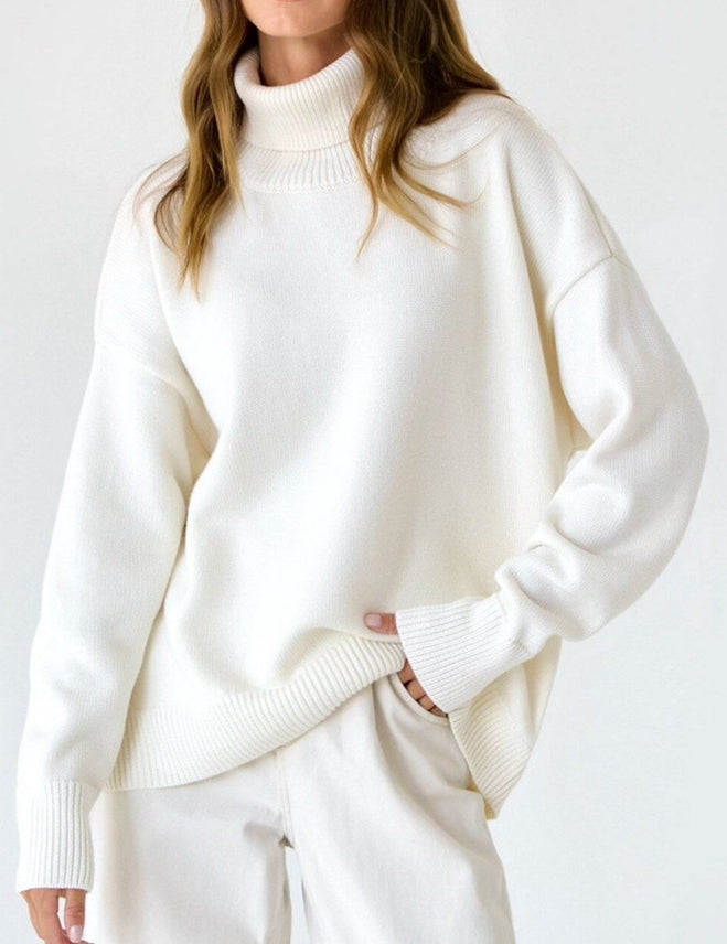 Dipped Shop High Collar Loose Solid Color Sweater
