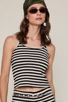 GOLDEN Lark Cozy Striped Round Neck Sleeveless Crop Cami Top
