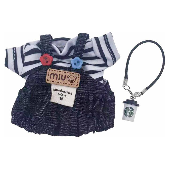 anbfashion Mini Doll Tee Denim Overalls Coffee Cup Outfit Set 47