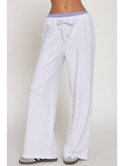 Active Basic Elastic Waist Long Pants with Contrasting Check Panel