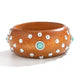 Dipped Shop Punk Style Studded Wooden Wide Bracelet by Dipped Shop