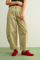 SJG Beeba Everyday Relaxed Barrel Pants in Beige by SJG