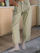 Dottie Dottie Garage Dyed Barrel Leg Denim Jeans in Dusty Sage