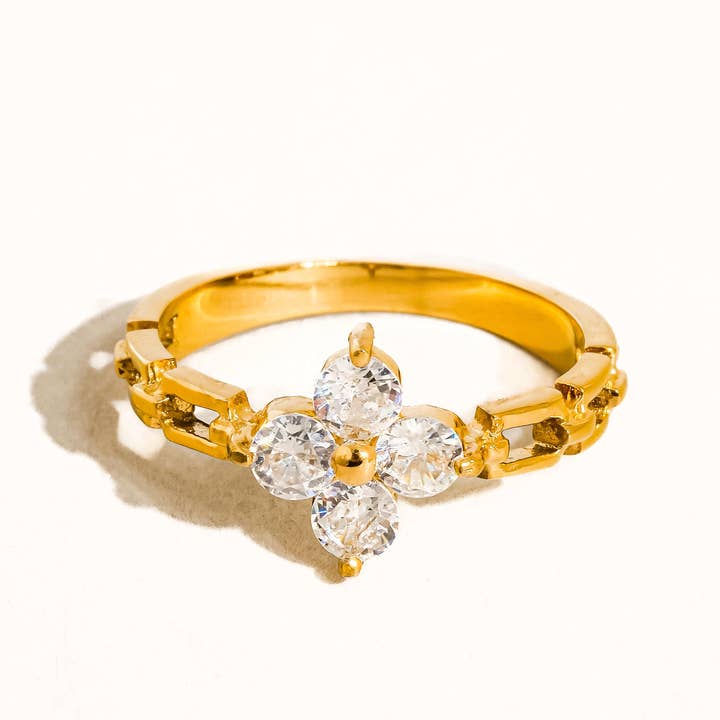 Flanerie by MAIQ Finn 18K Gold Non-Tarnish Flower Chain Ring by Flanerie by MAIQ