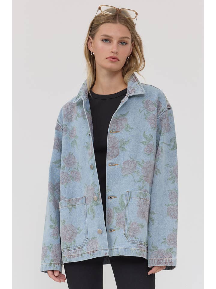 Raisonnel Floral Printed Denim Jacket