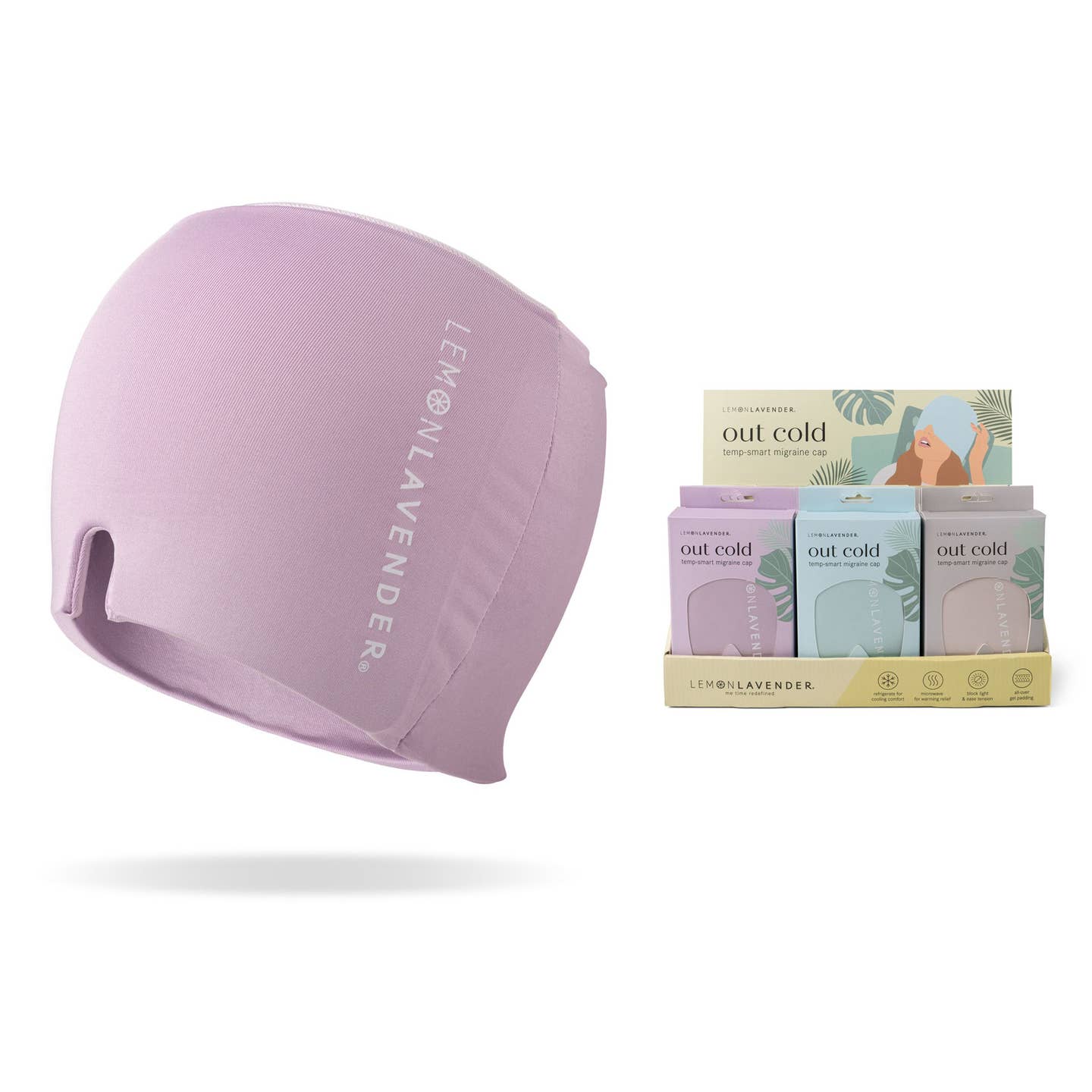 DM Merchandising Lemon Lavender Out Cold Temp-Smart Migraine Cap - Assorted