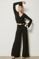 SJG Scallop Lace Trim Wrap Top And Wide Leg Pants Set by SJG
