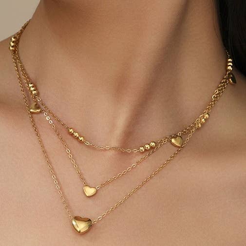 JOSSLYN by Wall to Wall 18K Stainless Steel Tarnish Free Layered Necklace