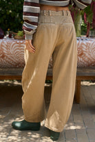 Dottie Dottie Garage Washed Barrel Chino Pants in Tan by Dottie Dottie Garage